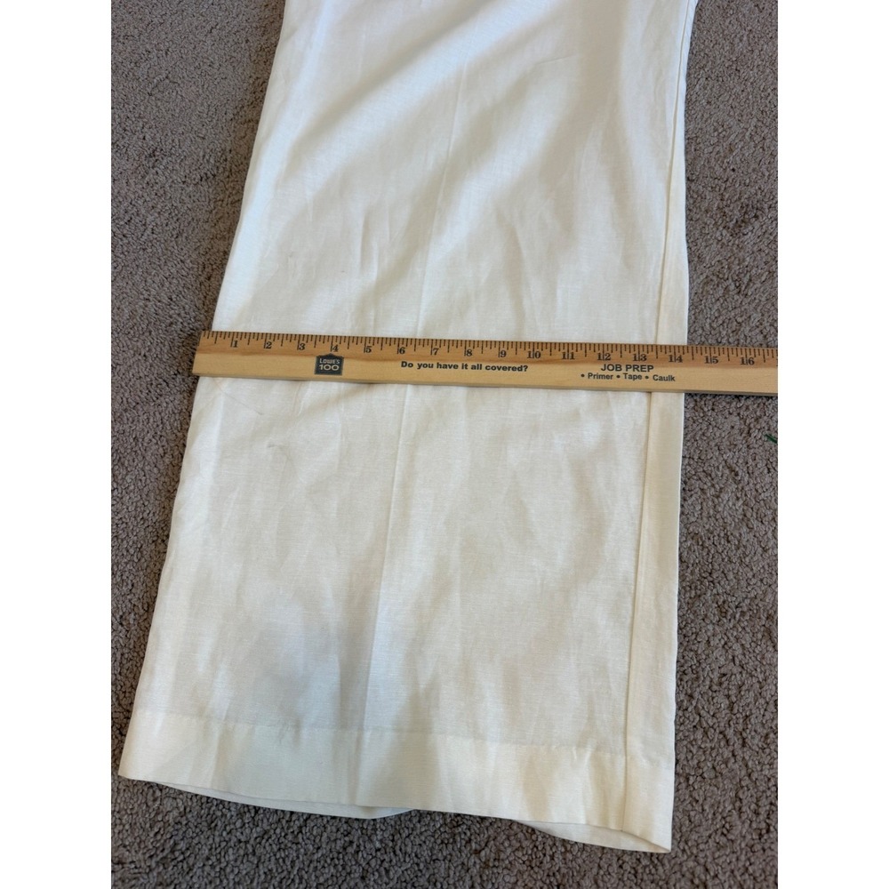 HM Women Off White Linen Blend Wide Leg Pleated Trousers Pants Size 18 NEW - Picture 9 of 10